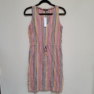 MOVING MUST GO Drew- Linen Striped Dress Anthropologie